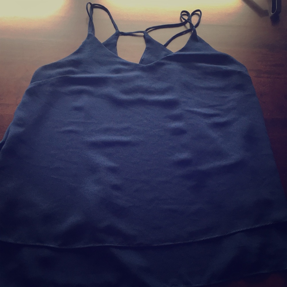 Blue tank top with razor back